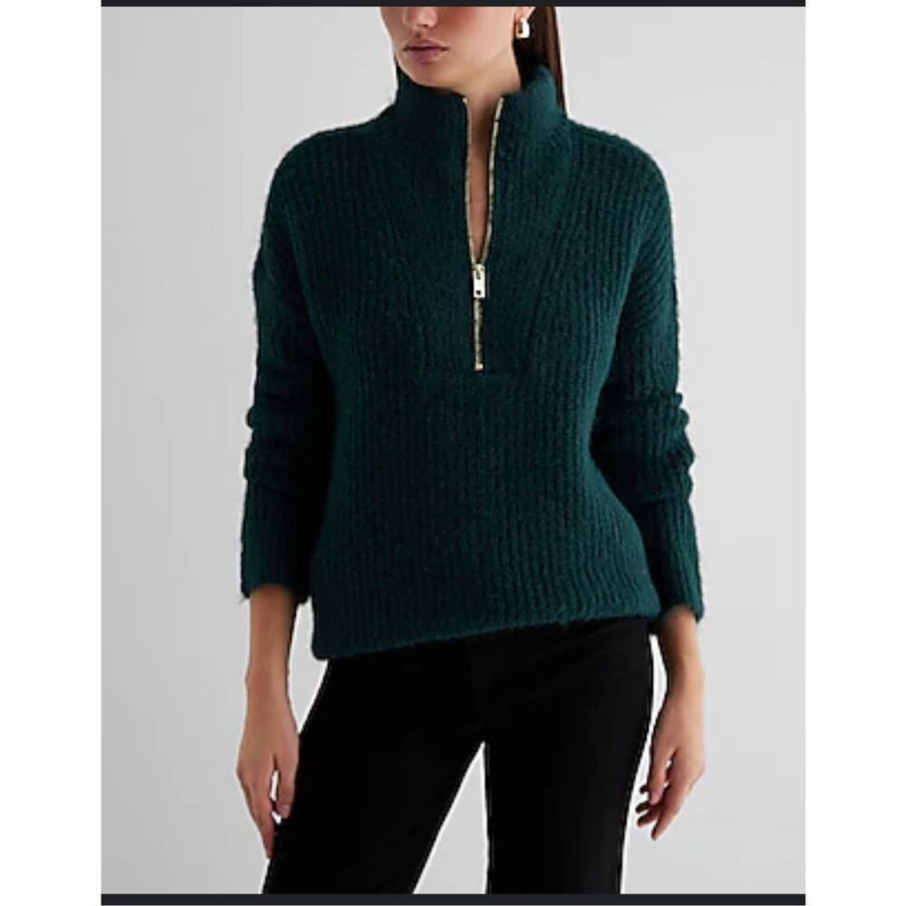 Express fuzzy knit‎ quarter zip tunic sweater small